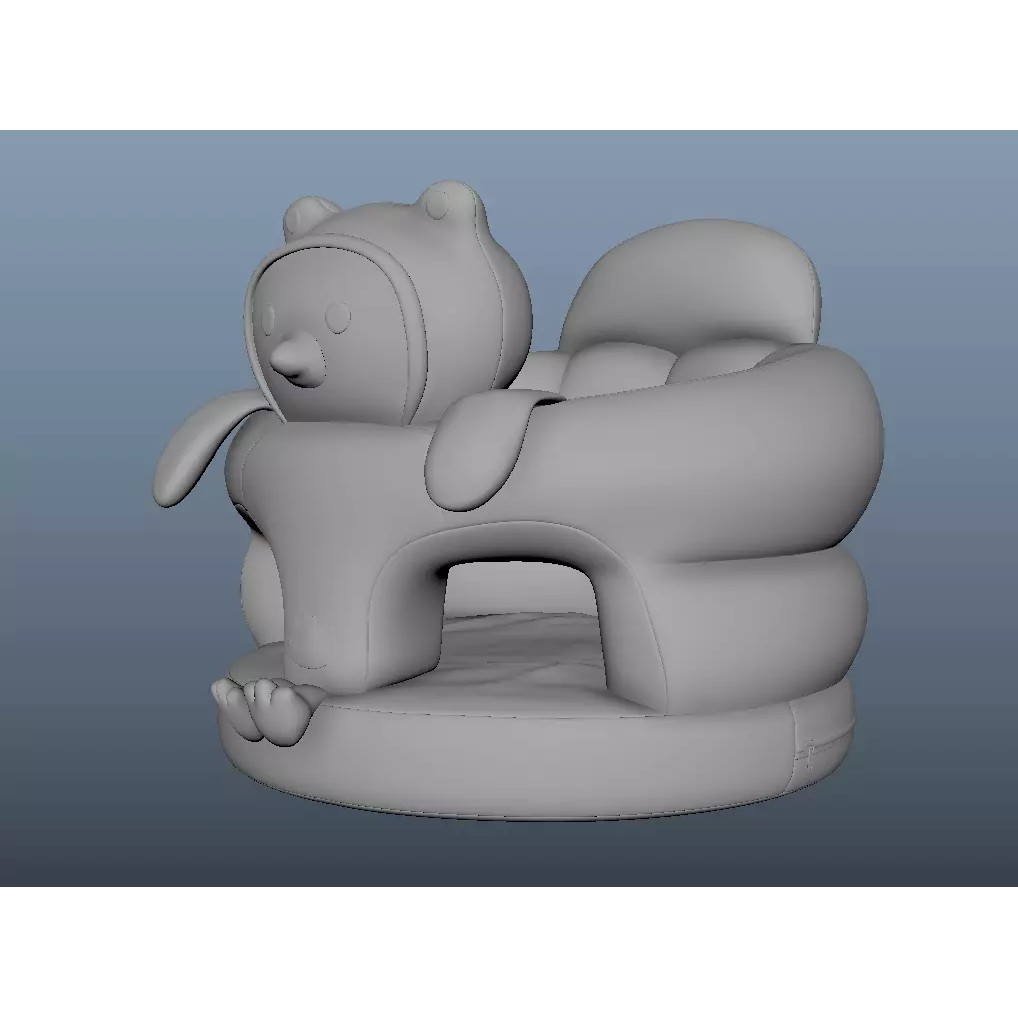 Plush Baby Support Seat 3D Model – Low Poly Frog-Chick Design, FBX - View 8