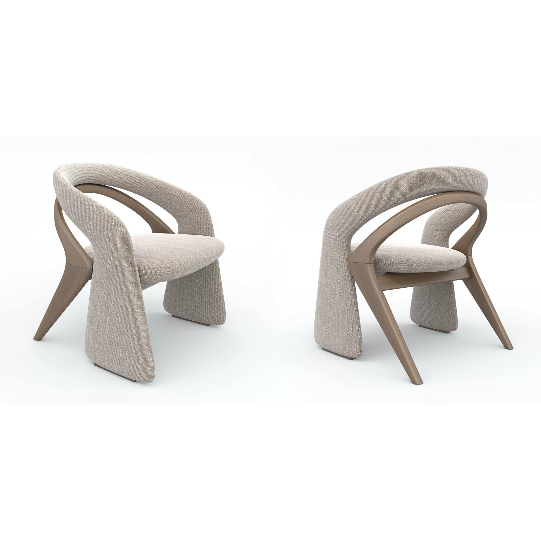 Contemporary Dining Table 3D Model – Elegant Upholstered Chairs, FBX - View 7
