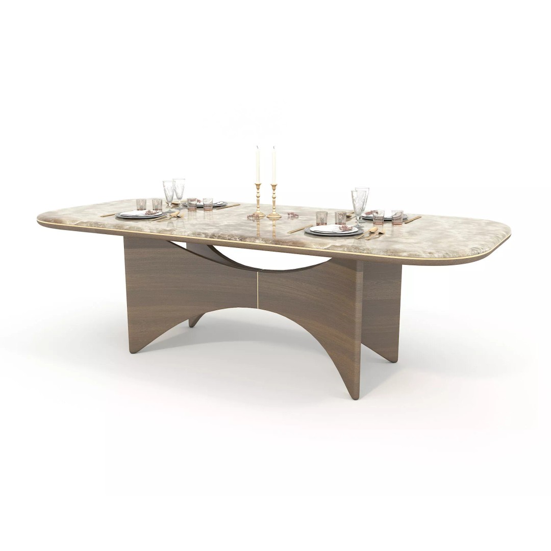Contemporary Dining Table 3D Model – Elegant Upholstered Chairs, FBX - View 8