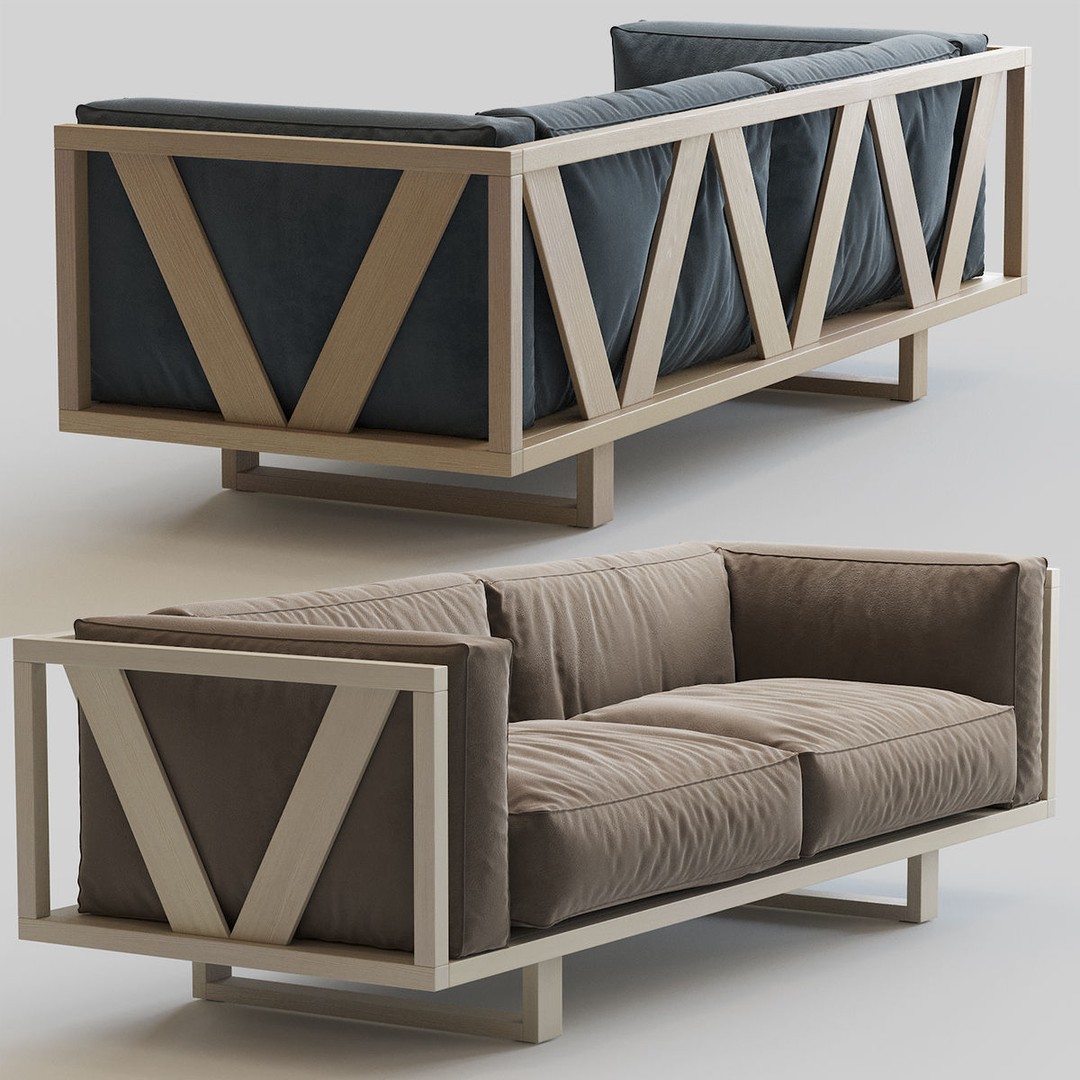Ej555 Frame Sofa 3D Model – Modern Design, PBR Textures, OBJ/FBX - View 3