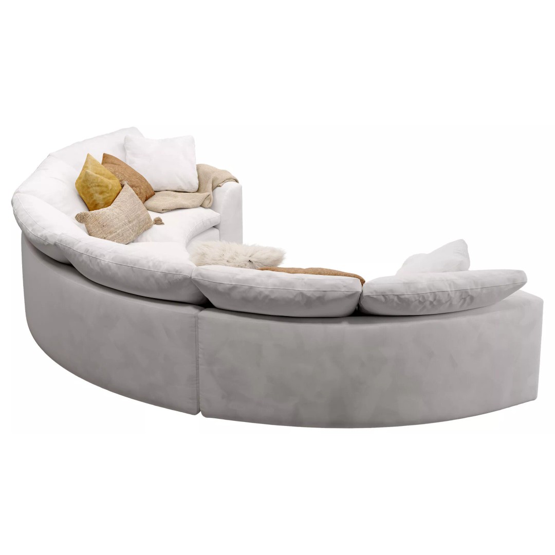 Cloud Semicircle Sofa 3D Model – Curved Modular Design, FBX & OBJ - View 16