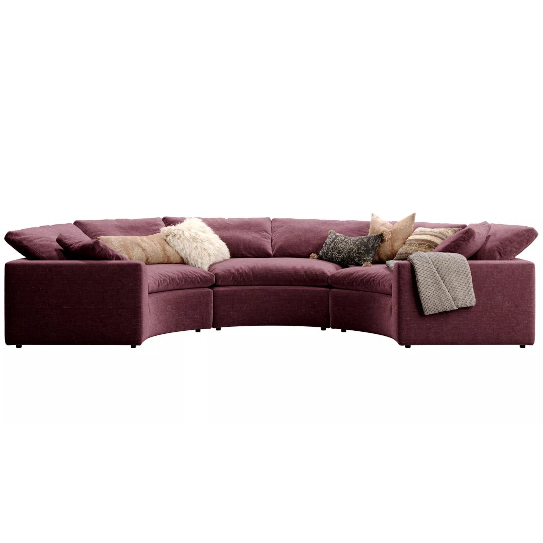 Cloud Semicircle Sofa 3D Model – Curved Modular Design, FBX & OBJ - View 3