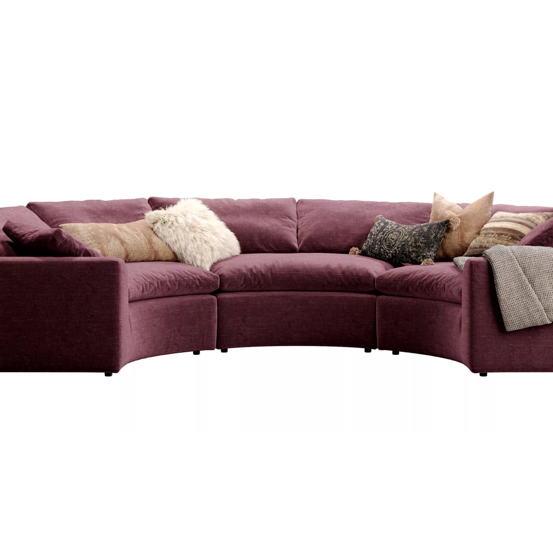 Cloud Semicircle Sofa 3D Model – Curved Modular Design, FBX & OBJ - View 4