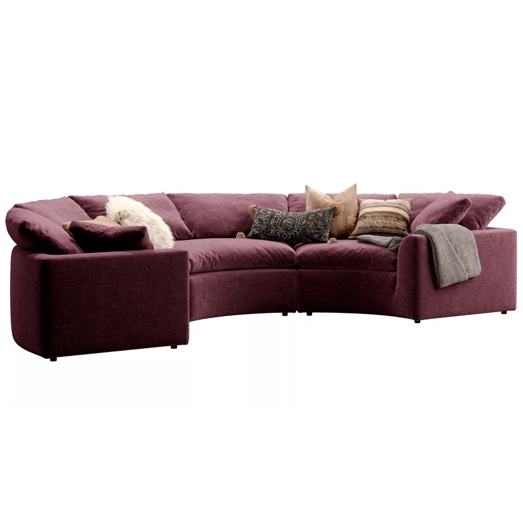 Cloud Semicircle Sofa 3D Model – Curved Modular Design, FBX & OBJ - View 5
