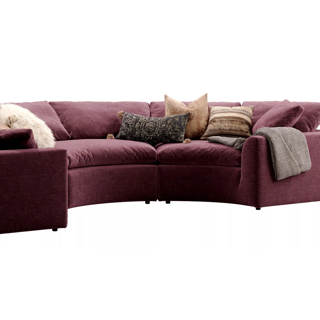 Cloud Semicircle Sofa 3D Model – Curved Modular Design, FBX & OBJ - View 6