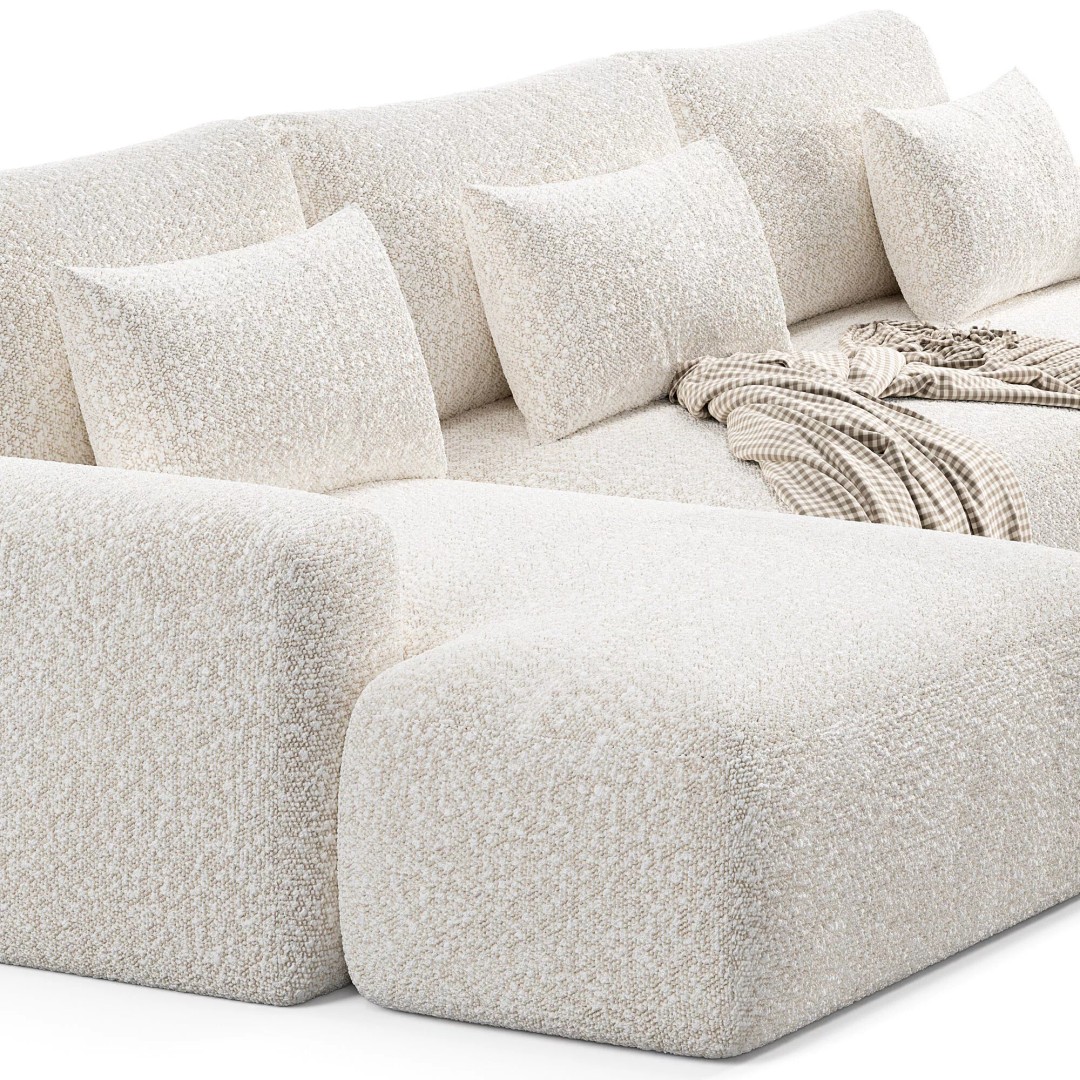 Modern Corner Liga Long Sofa-bed 3D Model – Minimalist Interior Asset, OBJ, FBX - View 5