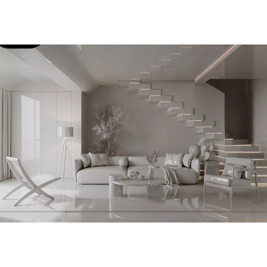 Wabi-Sabi Villa Living Room 3D Model – Modern Interior, FBX, Blender - View 10
