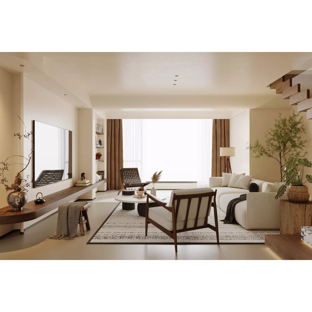 Wabi-Sabi Villa Living Room 3D Model – Modern Interior, FBX, Blender - View 2