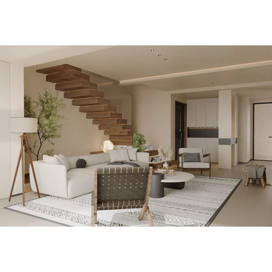 Wabi-Sabi Villa Living Room 3D Model – Modern Interior, FBX, Blender - View 4