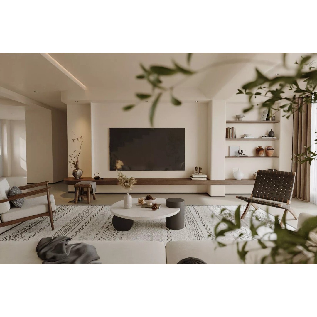 Wabi-Sabi Villa Living Room 3D Model – Modern Interior, FBX, Blender - View 6