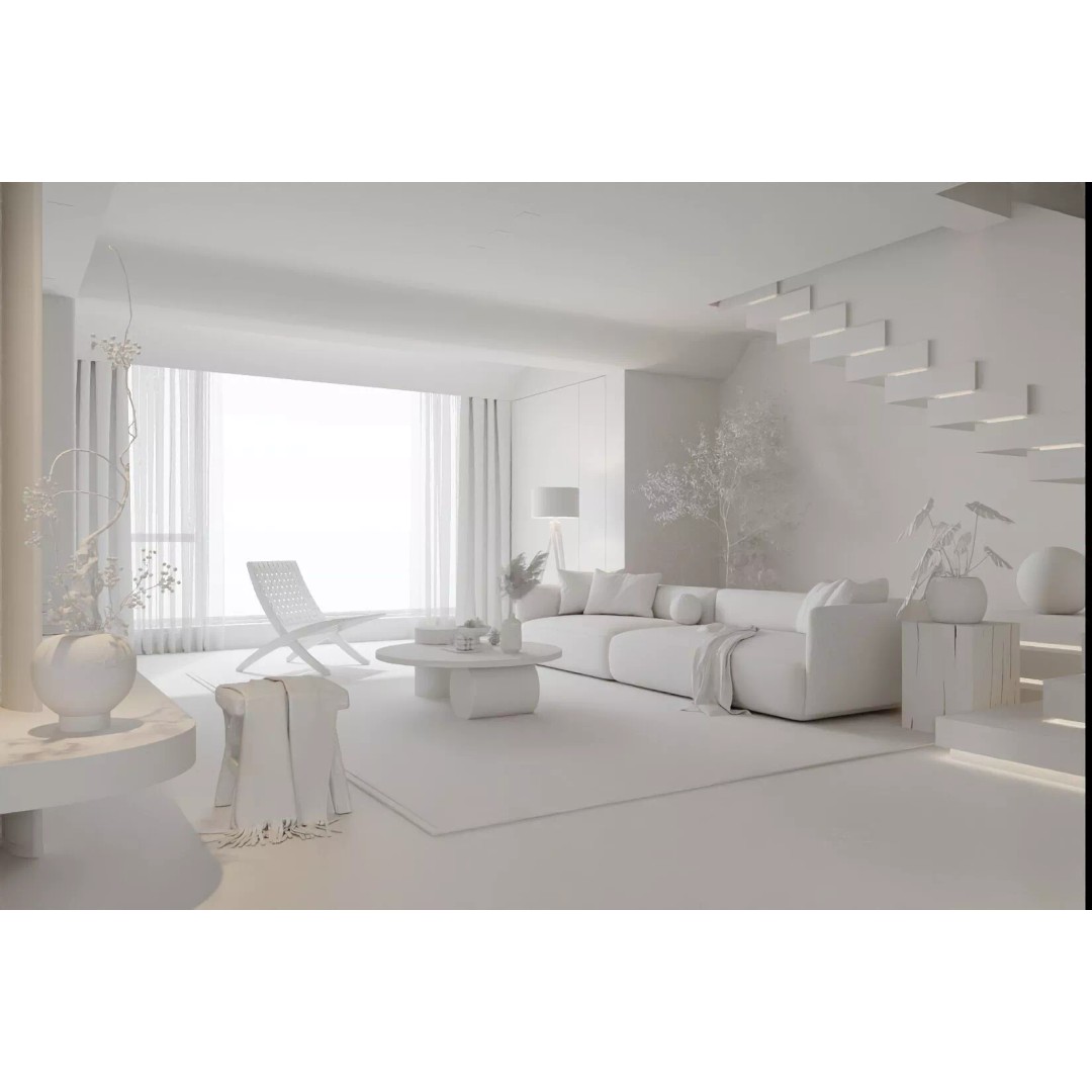 Wabi-Sabi Villa Living Room 3D Model – Modern Interior, FBX, Blender - View 9