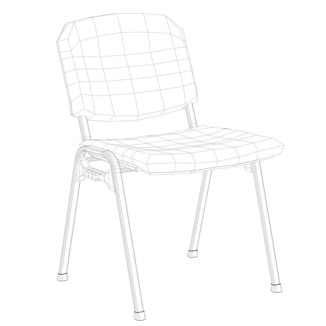 Conference Chair 3D Model – Visitor Style with Textures, FBX, OBJ - View 10