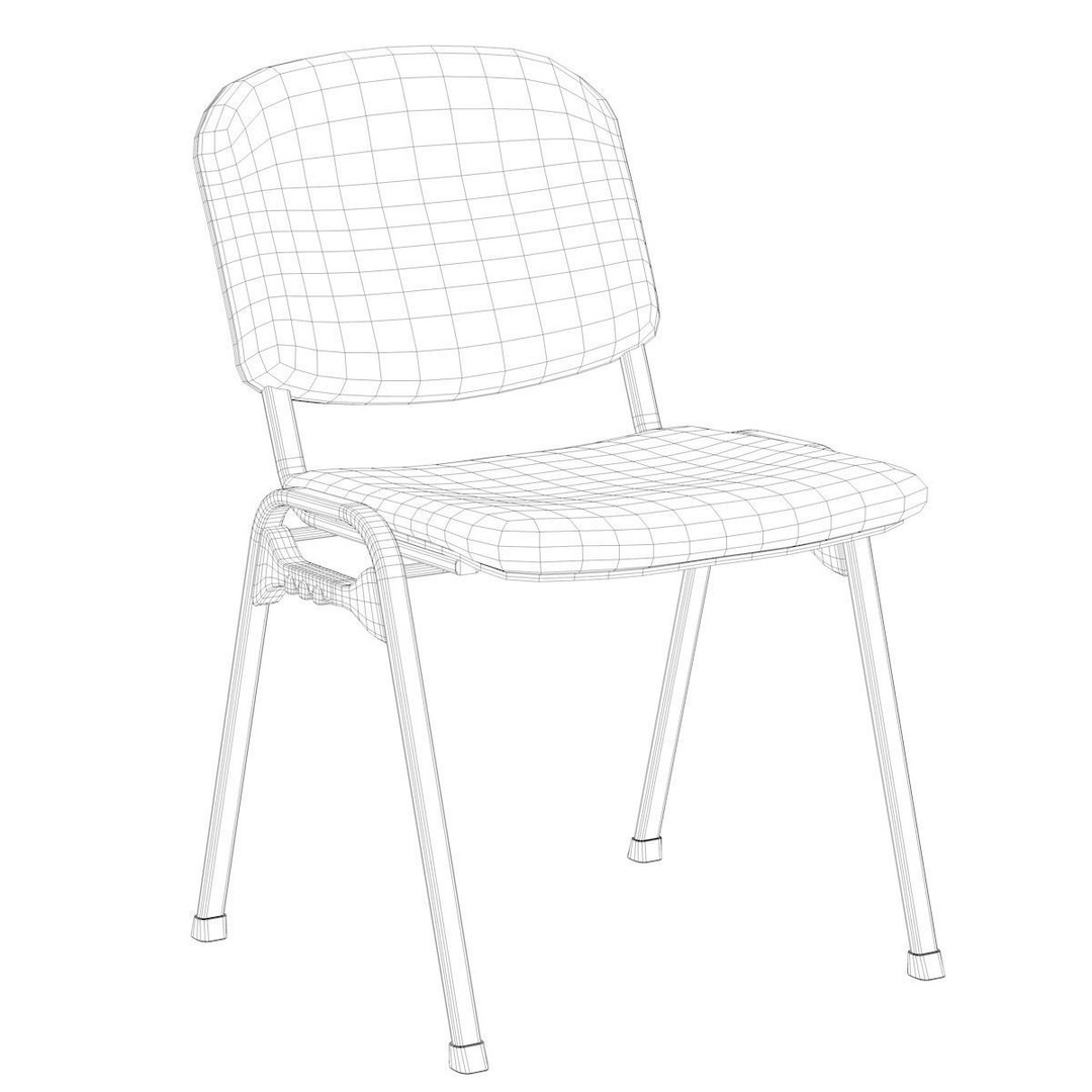 Conference Chair 3D Model – Visitor Style with Textures, FBX, OBJ - View 12