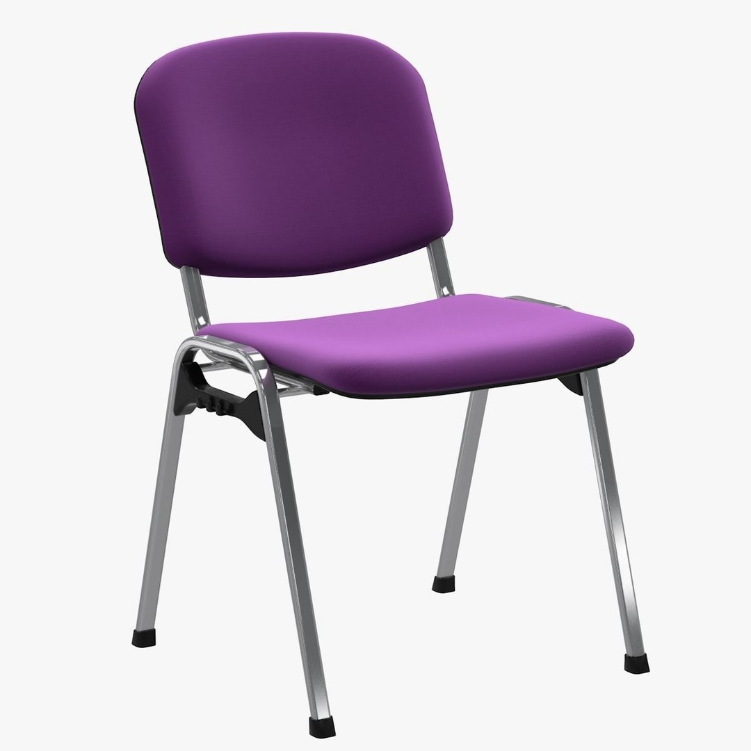 Conference Chair 3D Model – Visitor Style with Textures, FBX, OBJ - View 2