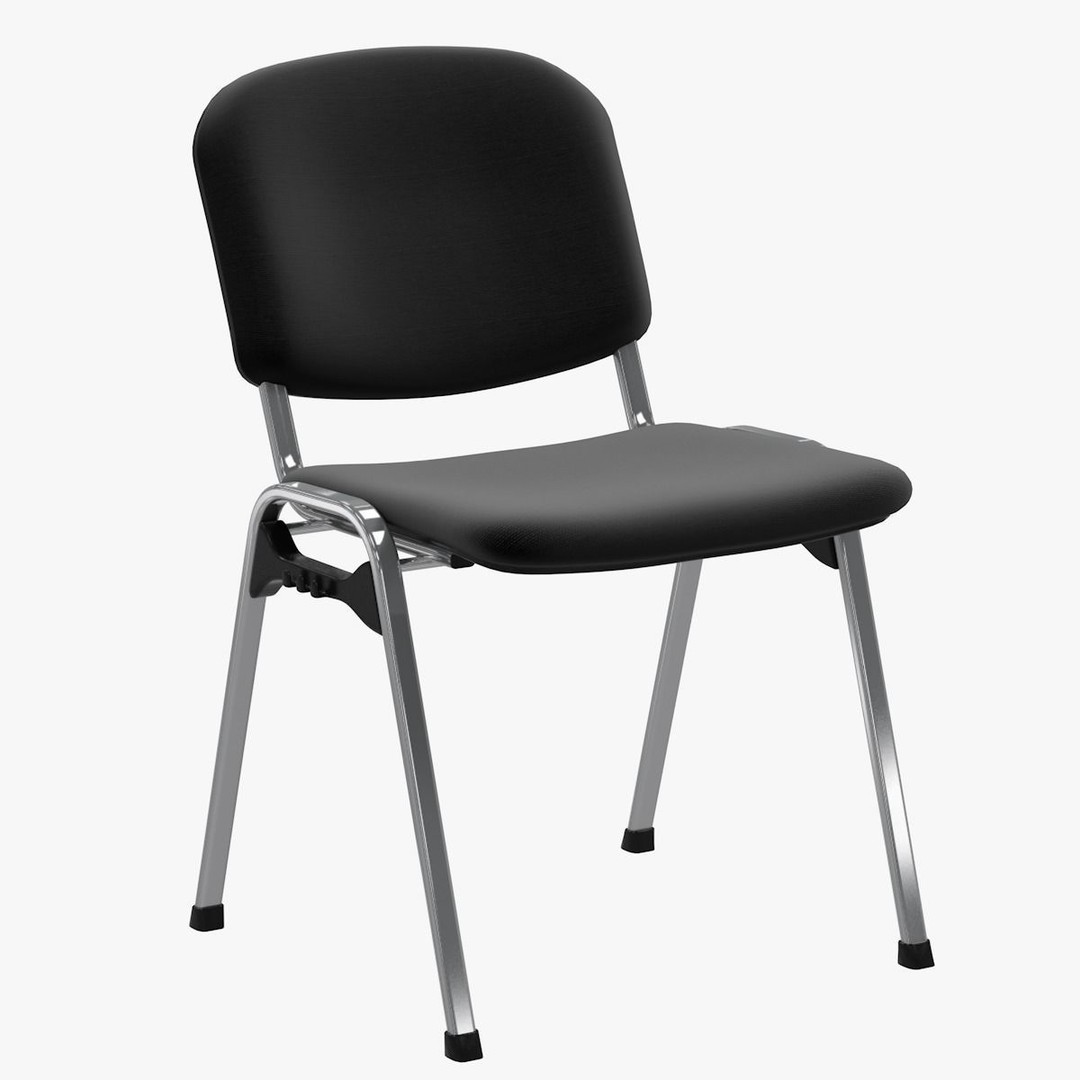 Conference Chair 3D Model – Visitor Style with Textures, FBX, OBJ - View 3