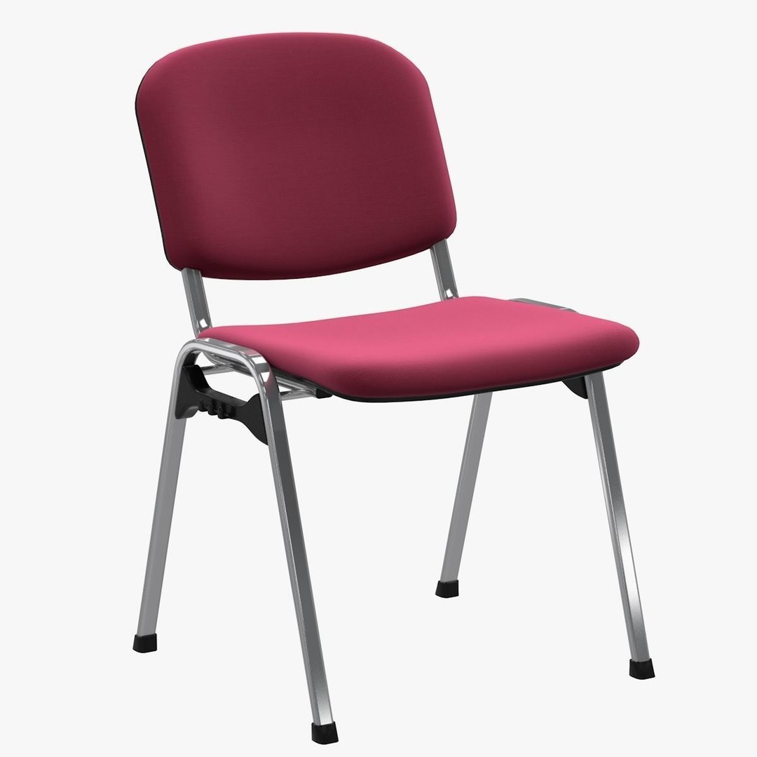 Conference Chair 3D Model – Visitor Style with Textures, FBX, OBJ - View 4