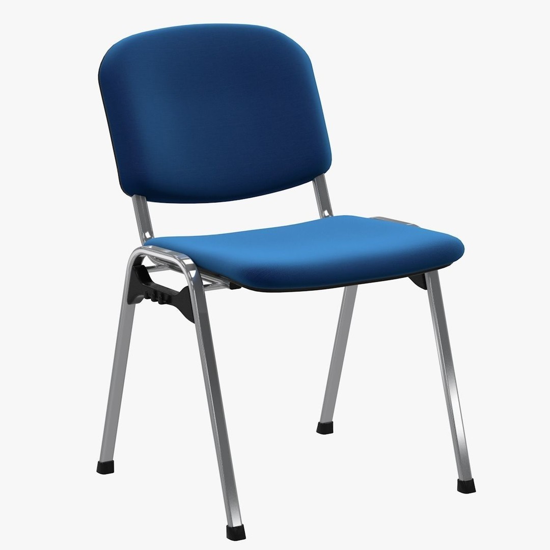 Conference Chair 3D Model – Visitor Style with Textures, FBX, OBJ - View 5