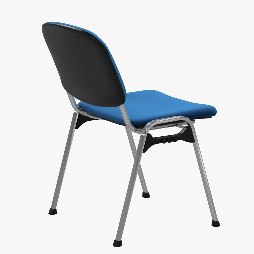 Conference Chair 3D Model – Visitor Style with Textures, FBX, OBJ - View 6