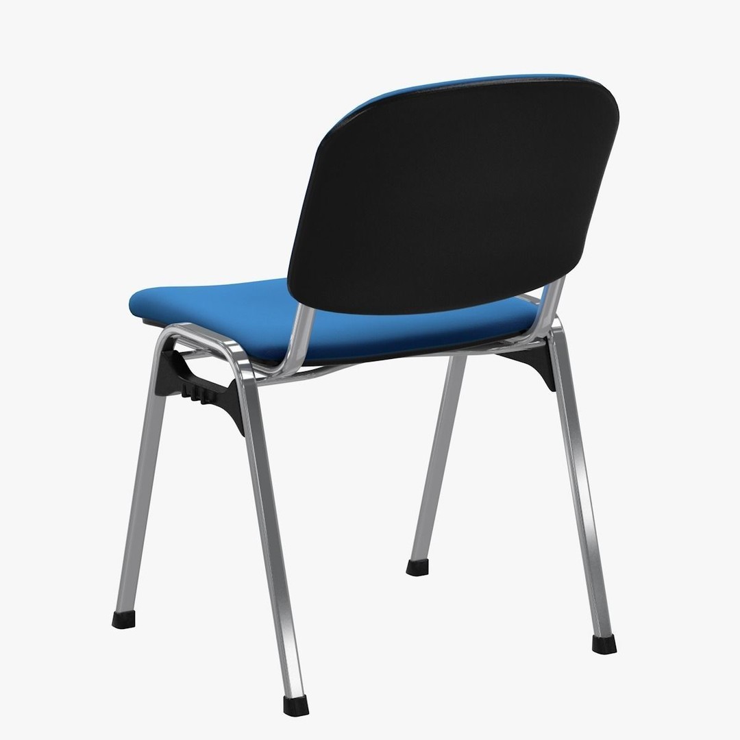 Conference Chair 3D Model – Visitor Style with Textures, FBX, OBJ - View 7