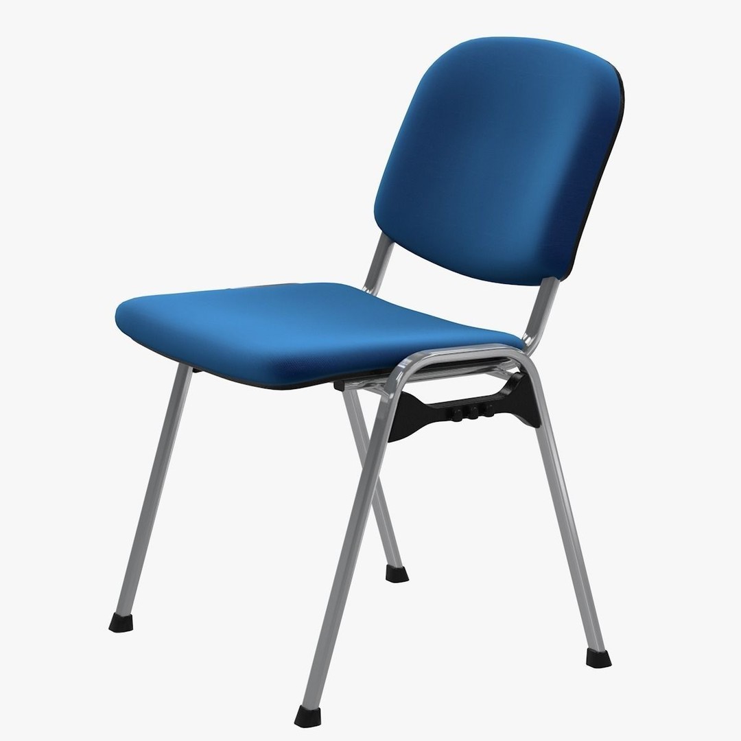 Conference Chair 3D Model – Visitor Style with Textures, FBX, OBJ - View 8