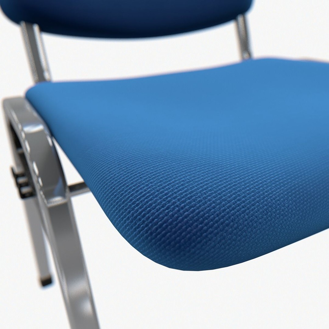 Conference Chair 3D Model – Visitor Style with Textures, FBX, OBJ - View 9