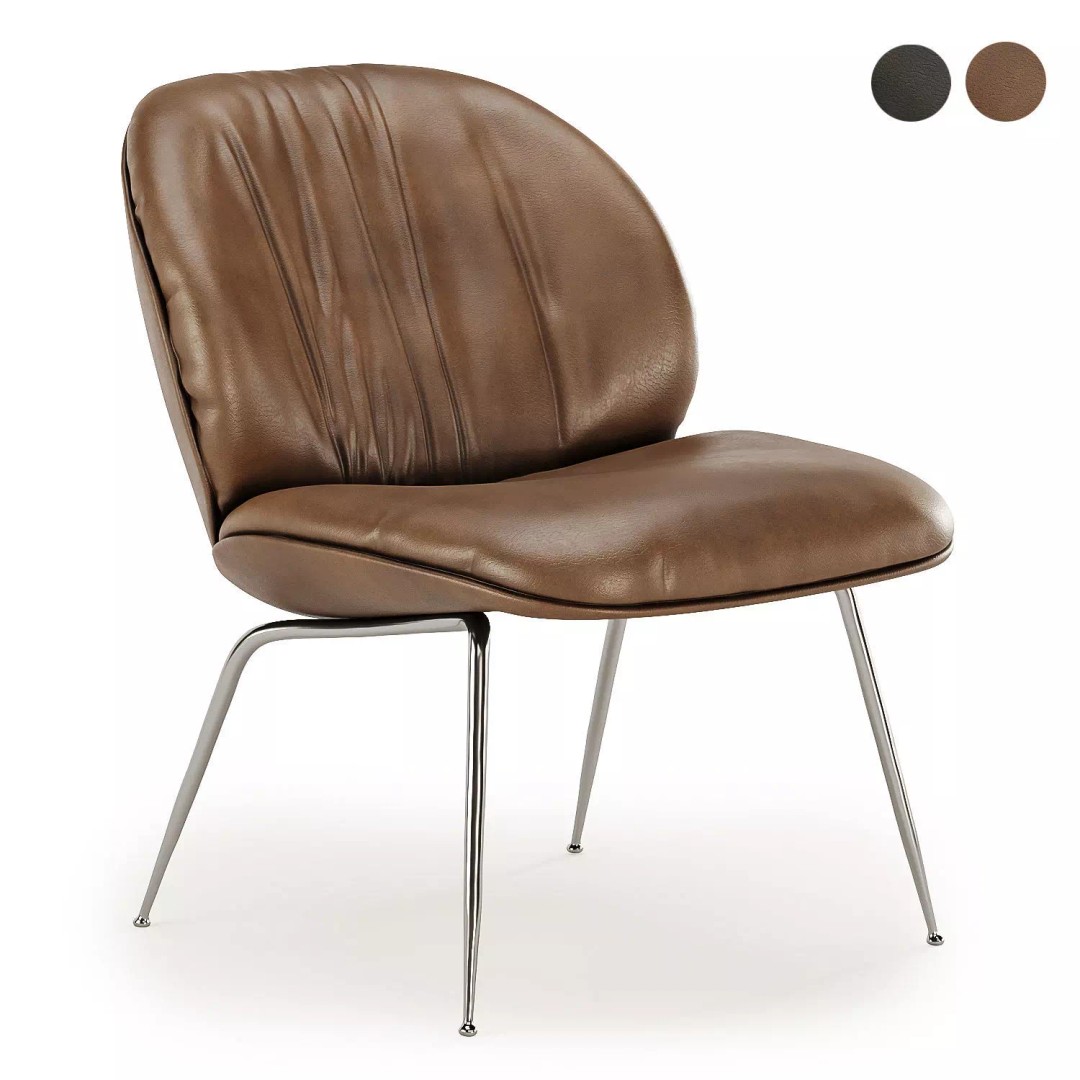 Beetle Lounge Chair 3D Model – Modern Leather Armchair, FBX & OBJ - View 2