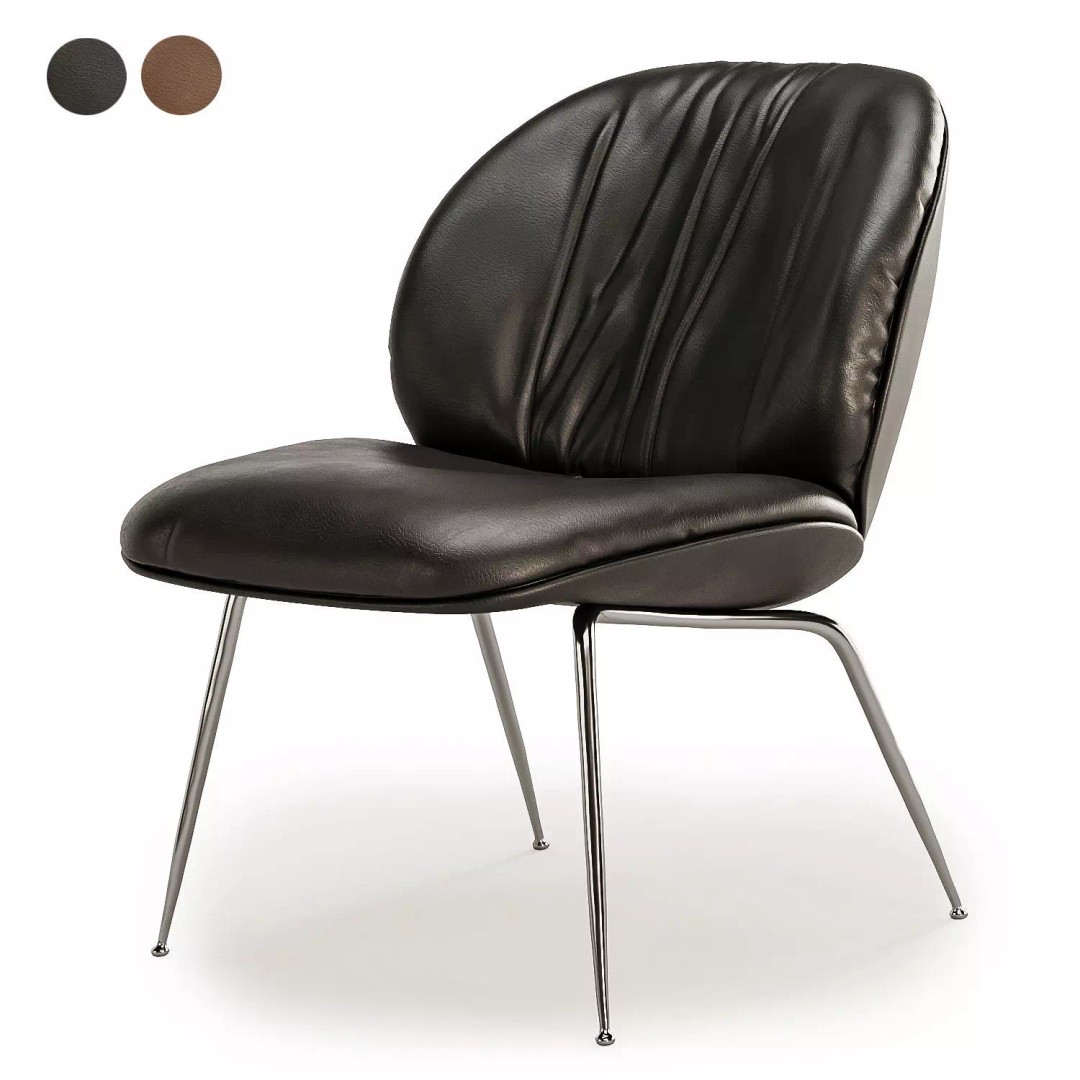 Beetle Lounge Chair 3D Model – Modern Leather Armchair, FBX & OBJ - View 3