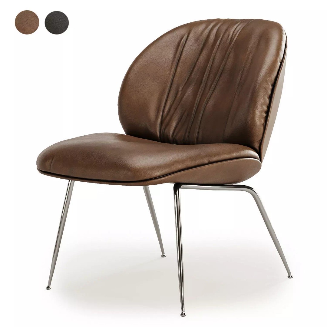 Beetle Lounge Chair 3D Model – Modern Leather Armchair, FBX & OBJ - View 4