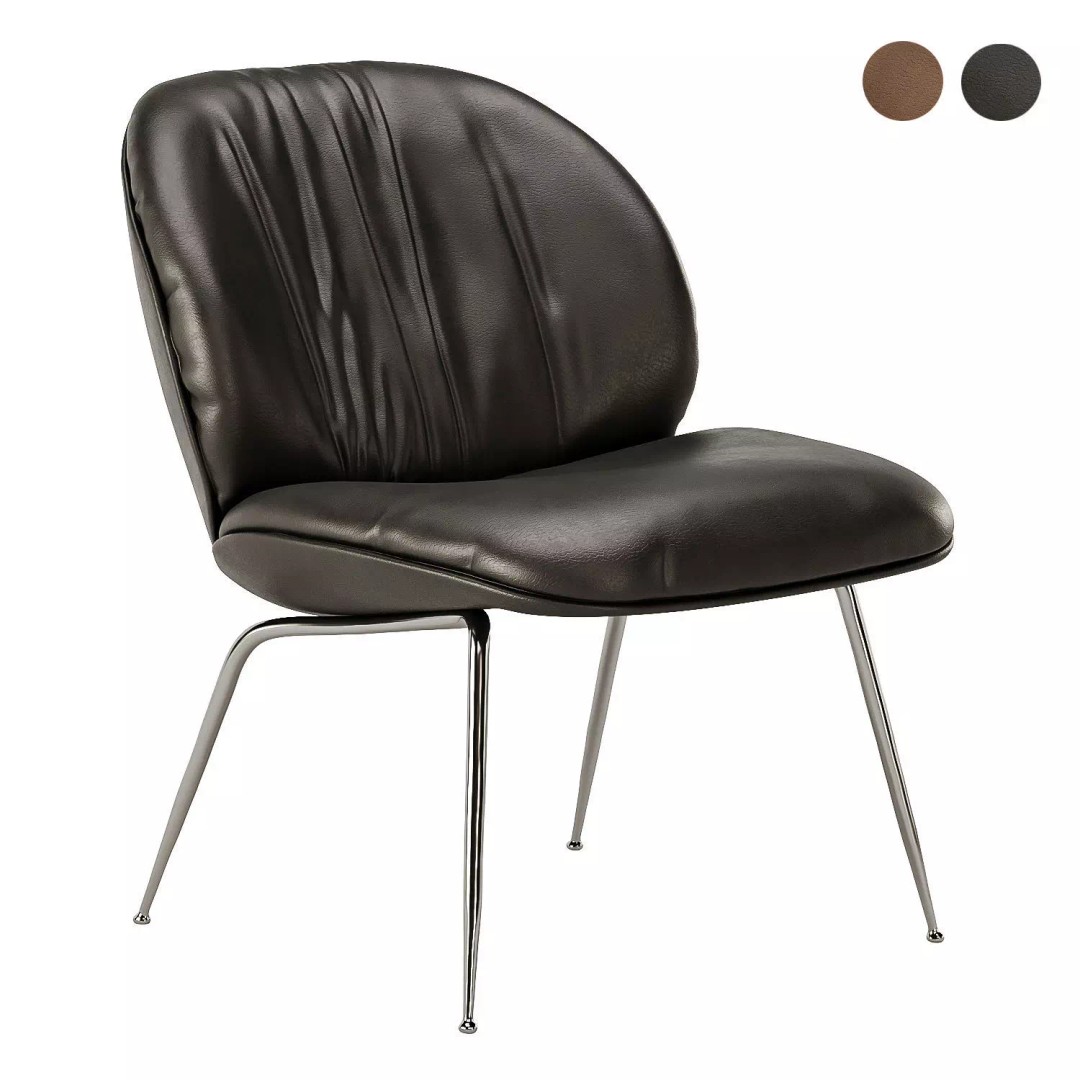 Beetle Lounge Chair 3D Model – Modern Leather Armchair, FBX & OBJ - View 5
