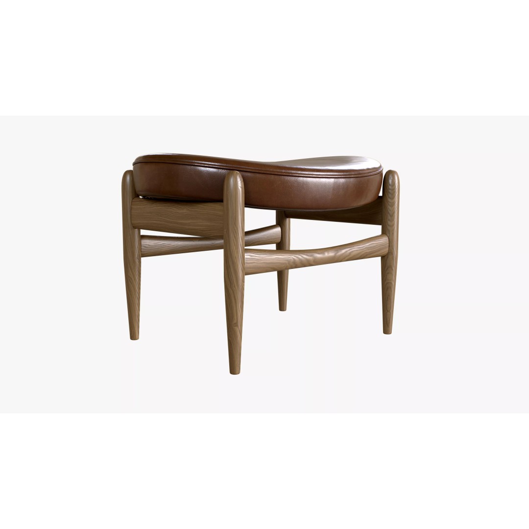 Ottoman Elizabeth 3D Model – Low Poly PBR Upholstered Furniture - View 3