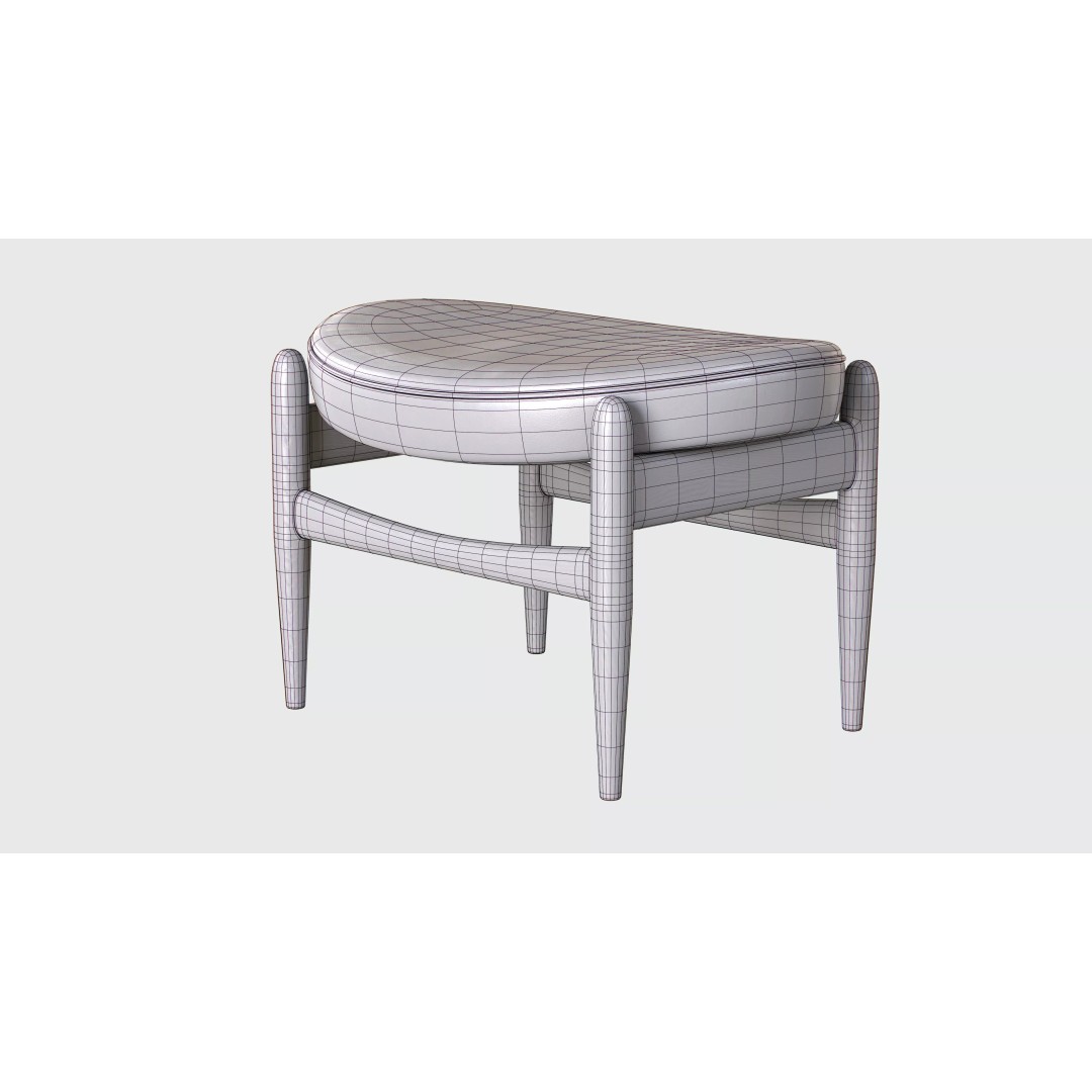 Ottoman Elizabeth 3D Model – Low Poly PBR Upholstered Furniture - View 8