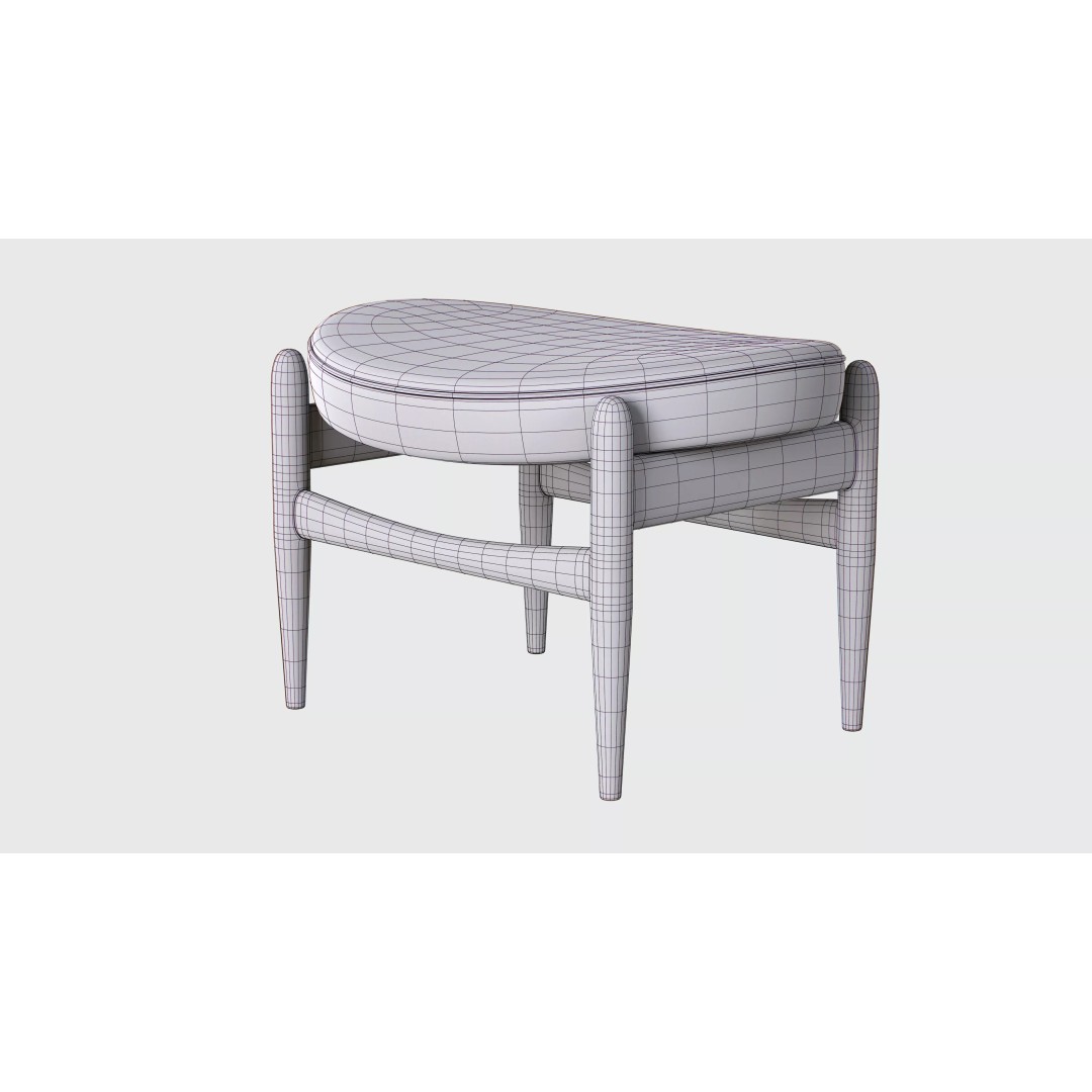 Ottoman Elizabeth 3D Model – Low Poly PBR Upholstered Furniture - View 9