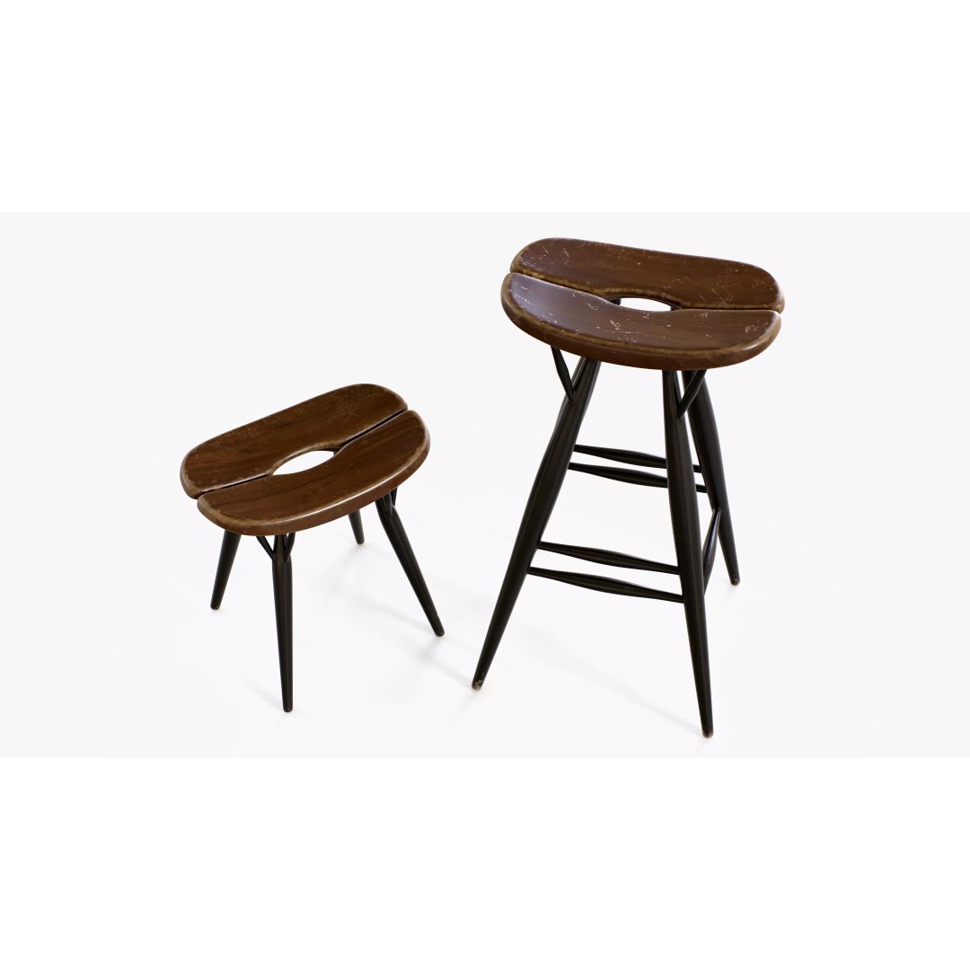 Artek Pirkka Stool 3D Model – Low Poly PBR Furniture Asset, FBX - View 3