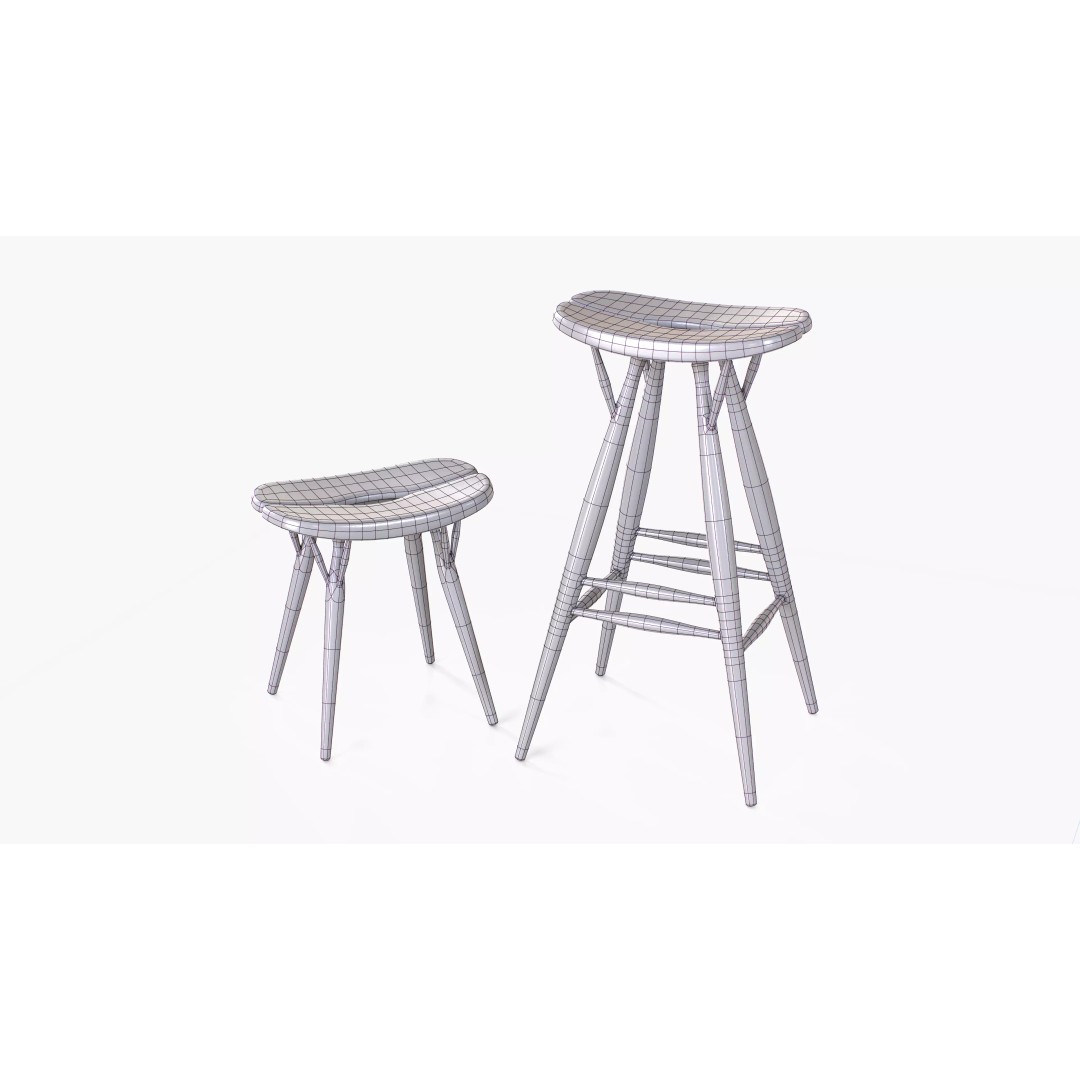 Artek Pirkka Stool 3D Model – Low Poly PBR Furniture Asset, FBX - View 8