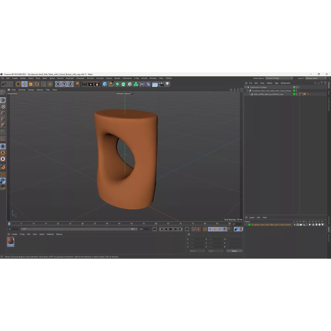 Sculptural Atoll Side Table 3D Model – Modern Designer Table, FBX