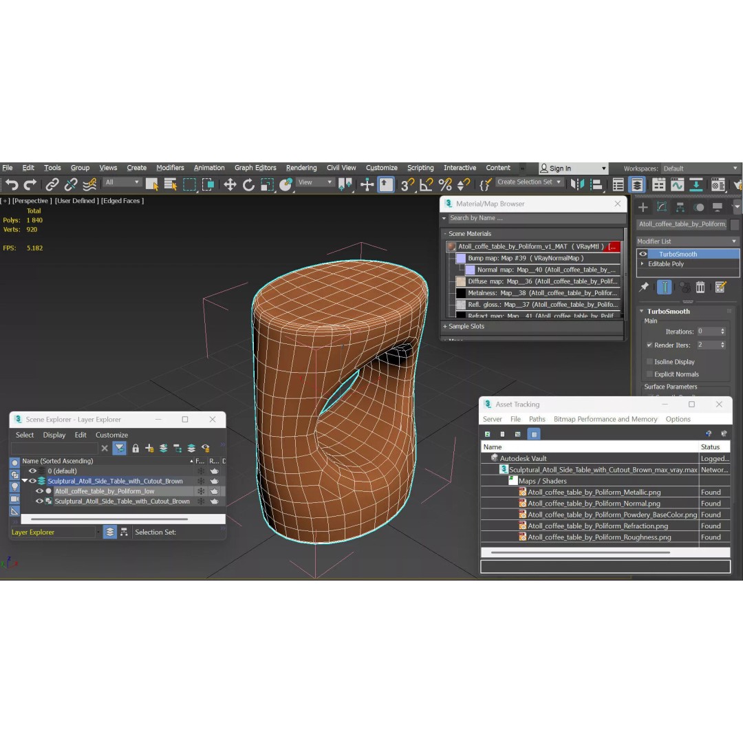 Sculptural Atoll Side Table 3D Model – Modern Designer Table, FBX - View 11