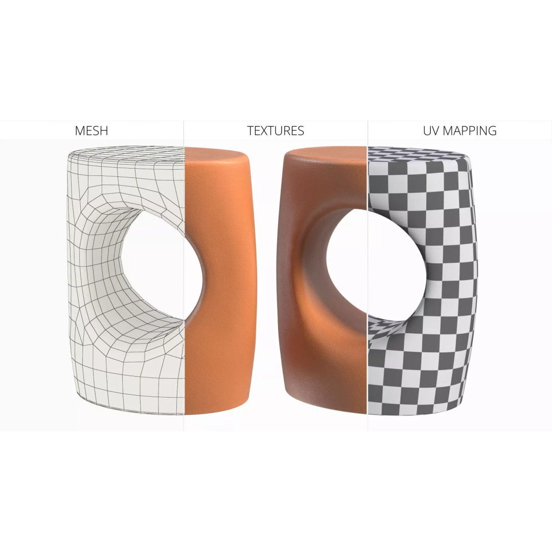 Sculptural Atoll Side Table 3D Model – Modern Designer Table, FBX - View 6