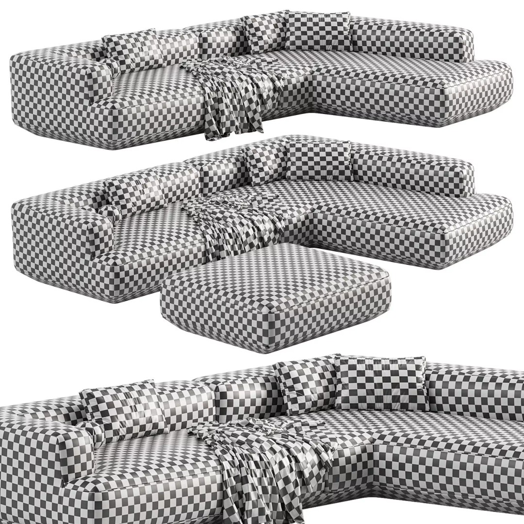 Flexform Loungescape Sofa 3D Model – Modern Furniture Asset, FBX, OBJ