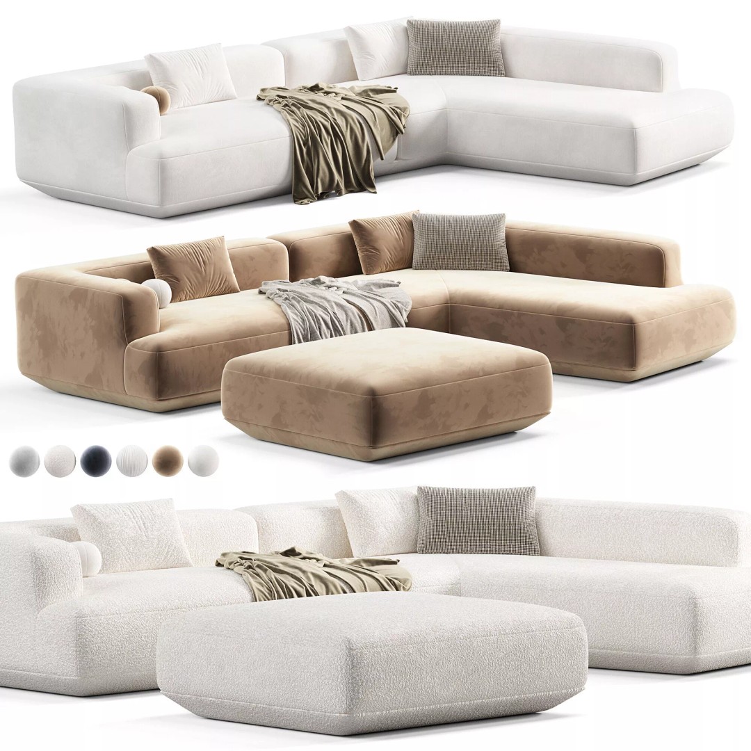 Flexform Loungescape Sofa 3D Model – Modern Furniture Asset, FBX, OBJ - View 2