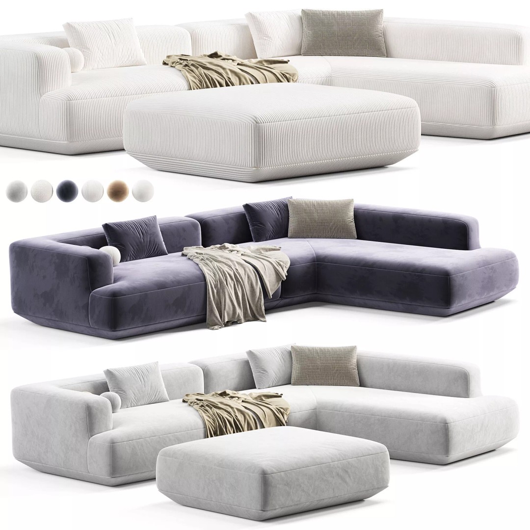 Flexform Loungescape Sofa 3D Model – Modern Furniture Asset, FBX, OBJ - View 4