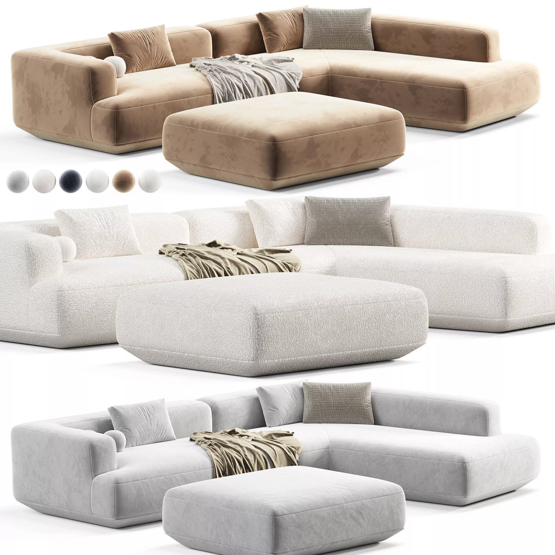 Flexform Loungescape Sofa 3D Model – Modern Furniture Asset, FBX, OBJ - View 6