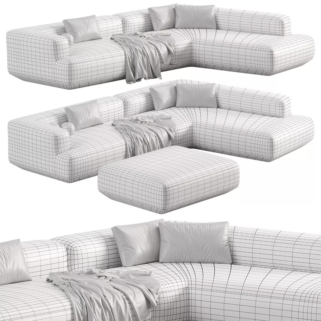 Flexform Loungescape Sofa 3D Model – Modern Furniture Asset, FBX, OBJ - View 8