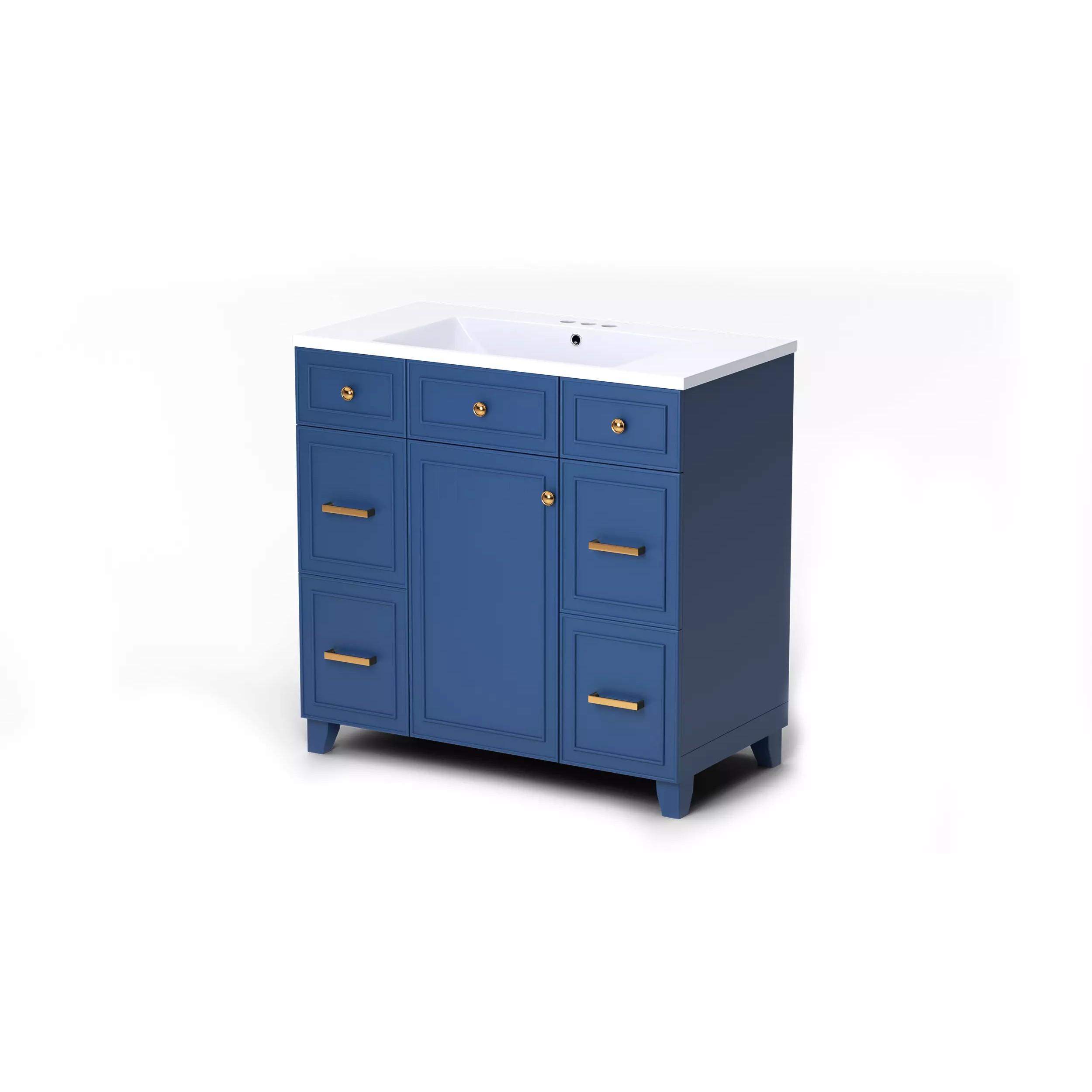 Modern Blue Bathroom Vanity Cabinet - Game-Ready 3D Model - View 6