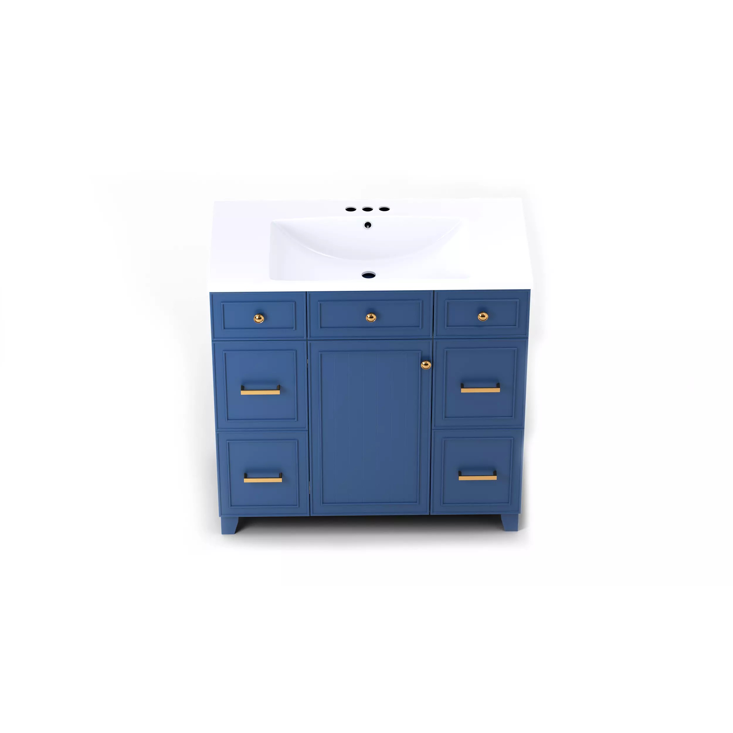 Modern Blue Bathroom Vanity Cabinet - Game-Ready 3D Model - View 8