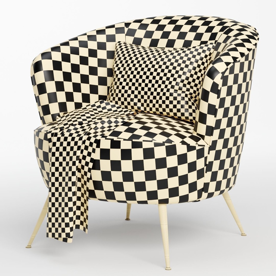 Schumacher Upholstered Barrel Chair 3D Model – Modern Fabric Seat, FBX & OBJ