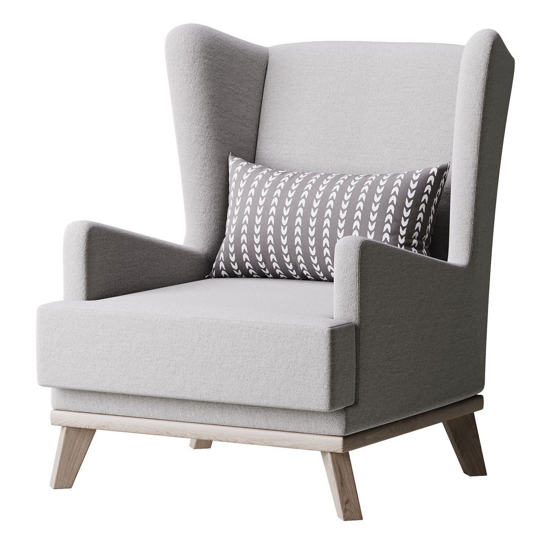 Hoff Ludwig Armchair 3D Model – Elegant Upholstered Chair, FBX & OBJ - View 11