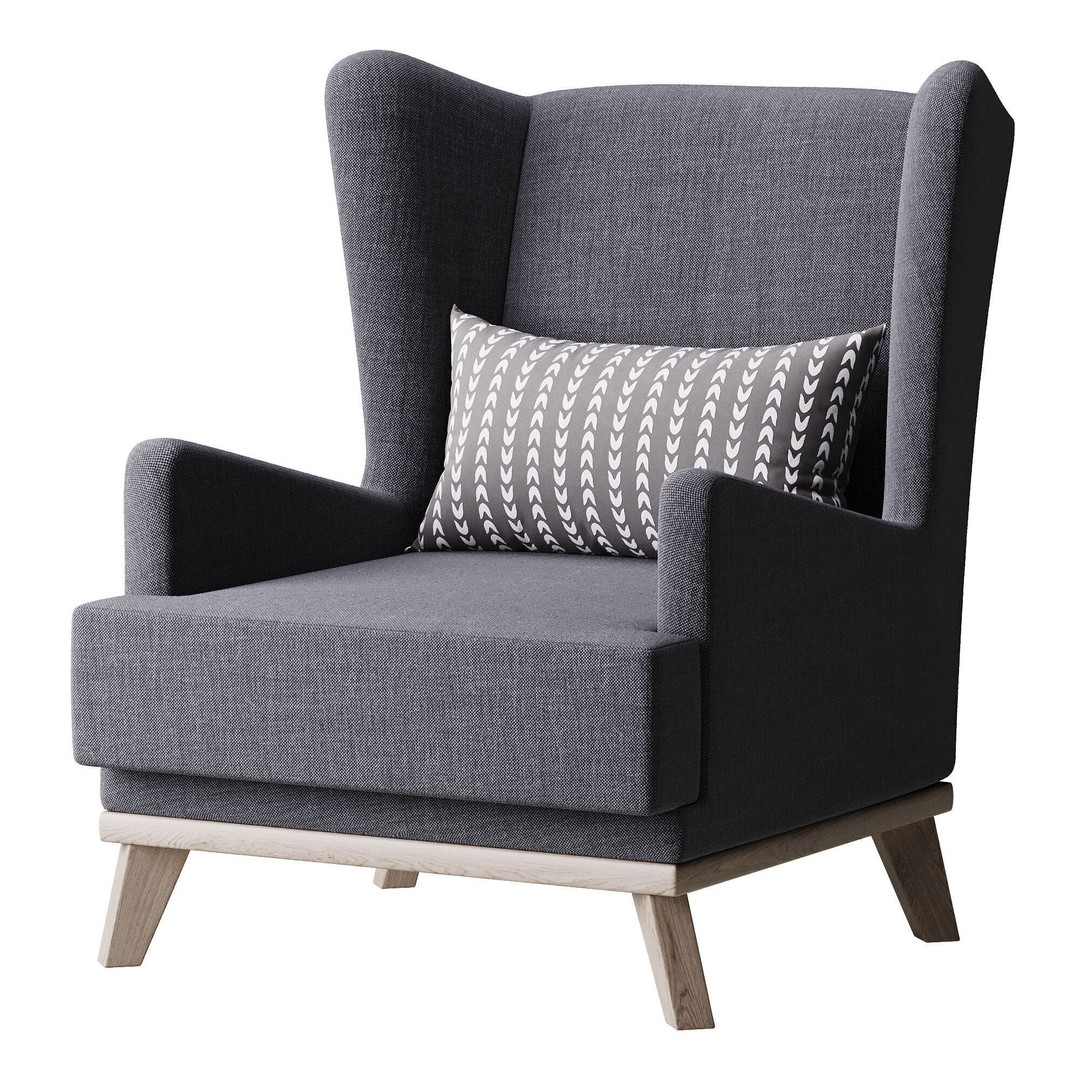 Hoff Ludwig Armchair 3D Model – Elegant Upholstered Chair, FBX & OBJ - View 12
