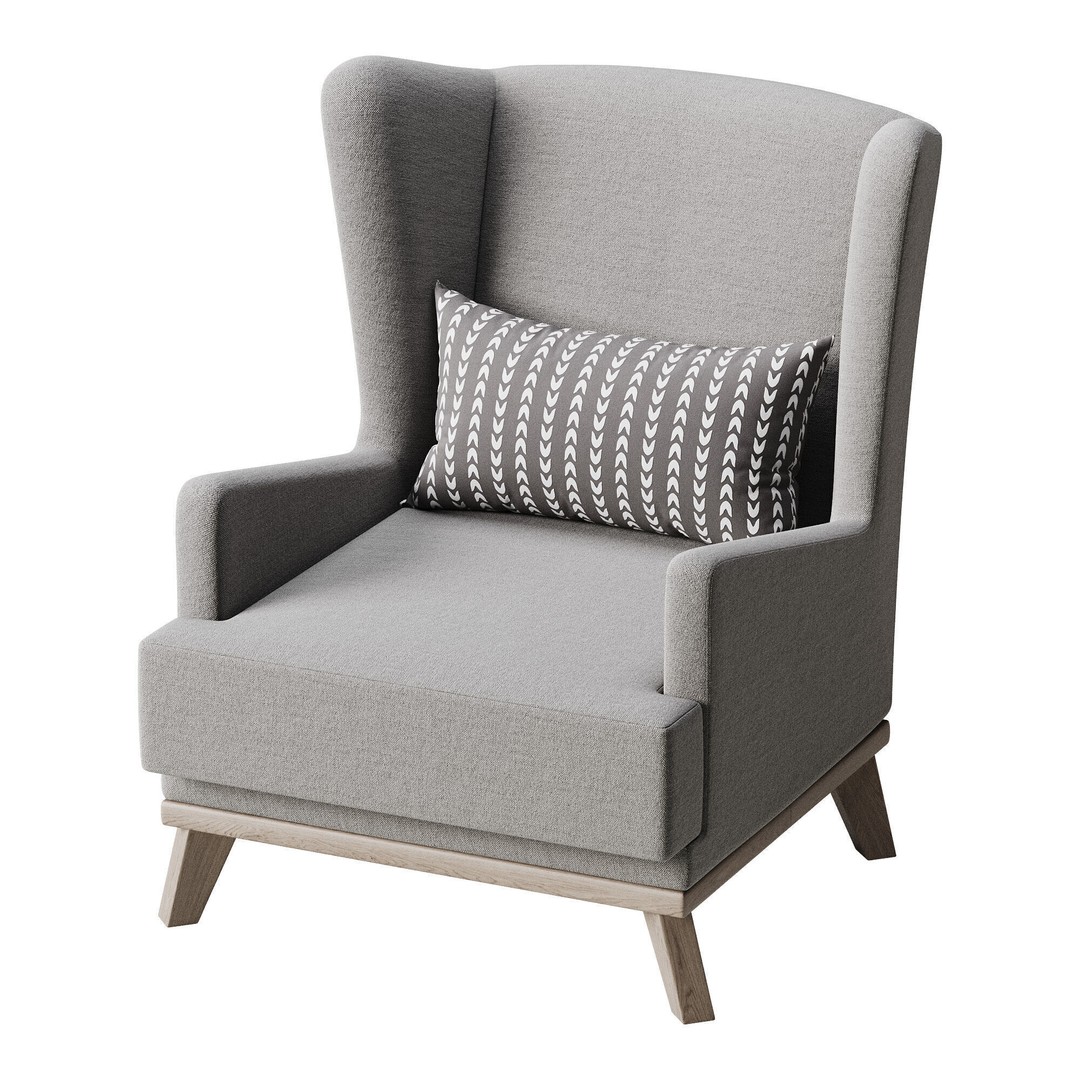 Hoff Ludwig Armchair 3D Model – Elegant Upholstered Chair, FBX & OBJ - View 13