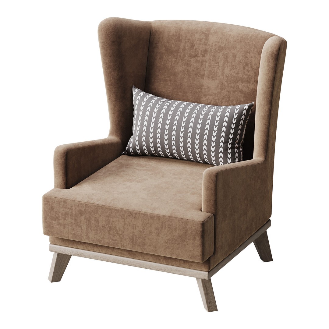 Hoff Ludwig Armchair 3D Model – Elegant Upholstered Chair, FBX & OBJ - View 14