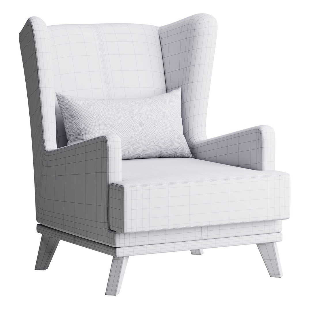 Hoff Ludwig Armchair 3D Model – Elegant Upholstered Chair, FBX & OBJ - View 15